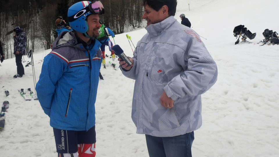 Lyžařské závody v Rokytnici, Pavel Petr a lyžař Tomáš Vaverka
