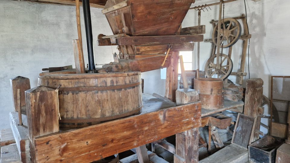 Větrný mlýn, Štípa na Zlínsku, zachovalé vnitřní vybavení