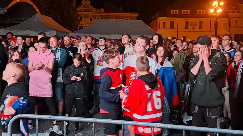 Masarykovo náměstí v Uherském Hradišti, fanoušci, finále MS v hokeji 2024