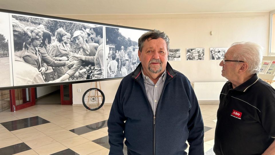 Slavičínské tříkolky, výstava, účastníci akce Antonín Remeš a Bohuslav Šuráň