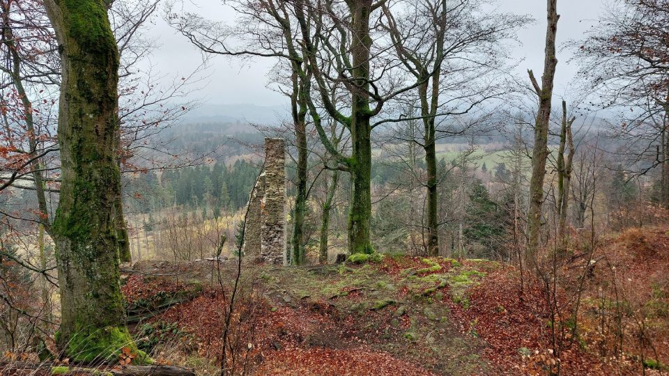 Zřícenina hradu Štamberk. Je odtud krásný výhled na krajinu pod Javořicí