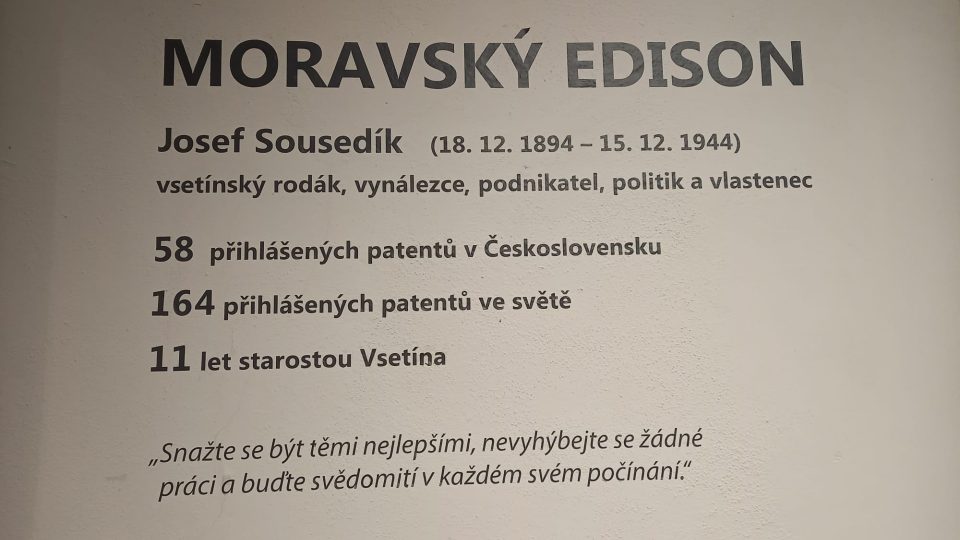 Muzeum regionu Valašsko ve Vsetíně, stálá expozice: Josef Sousedík