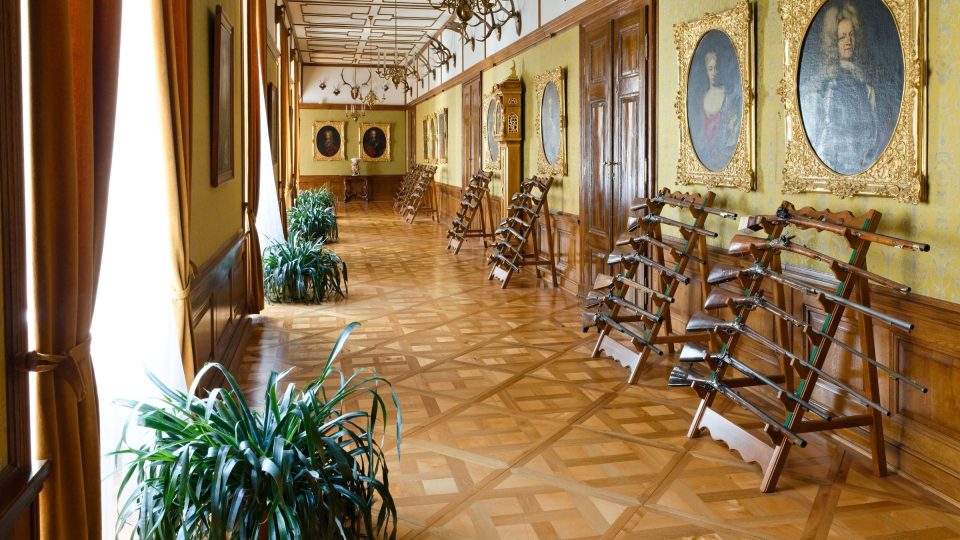 Část původní sbírky zbraní rodu Mensdorff-Pouilly, zapůjčené z Muzea Boskovicka