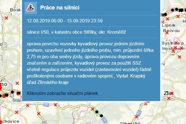 Uzavírka na I/50 | foto: Ředitelství silnic a dálnic ČR