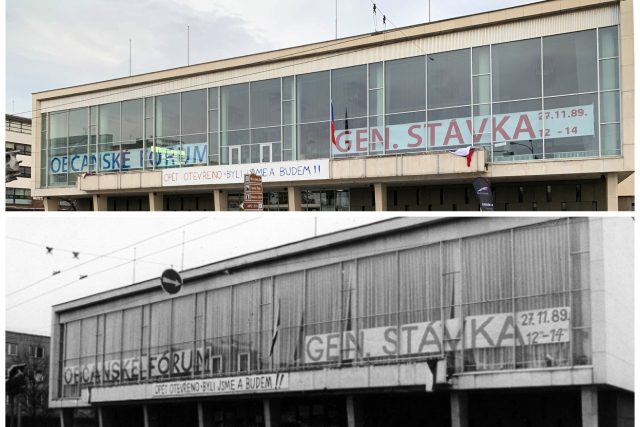 Městské divadlo Zlín v roce 89  (dole) a dnes 2019  (nahoře) | foto: Tomáš Patrick Hyánek
