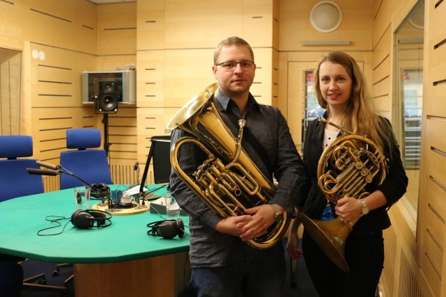 Jan Pospíšil a Kristýna Ratajová z Moravia Brass Bandu | foto: Ludmila Opltová,  Český rozhlas
