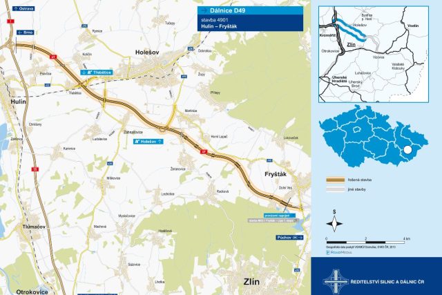 Část dálnice z Holešova do Fryštáku D49 měla být zprovozněná letos | foto: Ředitelství silnic a dálnic ČR