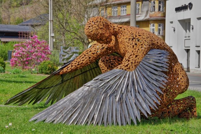 Horní Bečva,  výstava,  Karel Raab,  sochy,  anděl | foto: Gabriela Hykl,  Český rozhlas